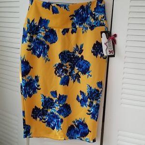 Yellow & Blue Pencil Skirt